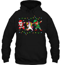 Load image into Gallery viewer, Dabbing Santa Claus Unicorn Elf Christmas Lights T-Shirt, Ladies T-Shirt, LongSleeve, Sweatshirt, Hoodie 2D

