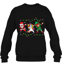 Load image into Gallery viewer, Dabbing Santa Claus Unicorn Elf Christmas Lights T-Shirt, Ladies T-Shirt, LongSleeve, Sweatshirt, Hoodie 2D
