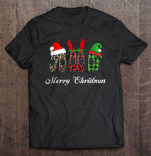Load image into Gallery viewer, Merry Christmas Leopard Plaid Ballet Shoes Santa Hat Reindeer Elf T-Shirt, Ladies T-Shirt, LongSleeve, Sweatshirt, Hoodie 2D

