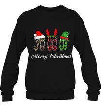 Load image into Gallery viewer, Merry Christmas Leopard Plaid Ballet Shoes Santa Hat Reindeer Elf T-Shirt, Ladies T-Shirt, LongSleeve, Sweatshirt, Hoodie 2D
