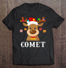 Load image into Gallery viewer, Comet Santa Hat Reindeer Christmas T-Shirt, Ladies T-Shirt, LongSleeve, Sweatshirt, Hoodie 2D
