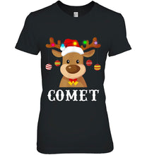 Load image into Gallery viewer, Comet Santa Hat Reindeer Christmas T-Shirt, Ladies T-Shirt, LongSleeve, Sweatshirt, Hoodie 2D
