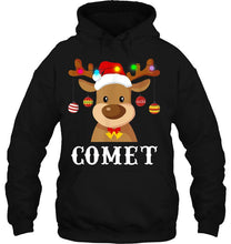 Load image into Gallery viewer, Comet Santa Hat Reindeer Christmas T-Shirt, Ladies T-Shirt, LongSleeve, Sweatshirt, Hoodie 2D
