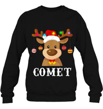 Load image into Gallery viewer, Comet Santa Hat Reindeer Christmas T-Shirt, Ladies T-Shirt, LongSleeve, Sweatshirt, Hoodie 2D
