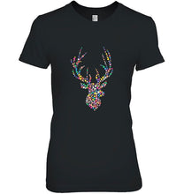 Load image into Gallery viewer, Christmas Lights Reindeer T-Shirt, Ladies T-Shirt, LongSleeve, Sweatshirt, Hoodie 2D
