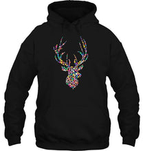 Load image into Gallery viewer, Christmas Lights Reindeer T-Shirt, Ladies T-Shirt, LongSleeve, Sweatshirt, Hoodie 2D
