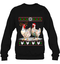 Load image into Gallery viewer, Chicken Christmas Lights Santa Hat Reindeer T-Shirt, Ladies T-Shirt, LongSleeve, Sweatshirt, Hoodie 2D
