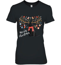 Load image into Gallery viewer, Merry Christmas Black Labrador Retriever Reindeer T-Shirt, Ladies T-Shirt, LongSleeve, Sweatshirt, Hoodie 2D
