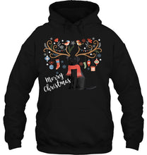 Load image into Gallery viewer, Merry Christmas Black Labrador Retriever Reindeer T-Shirt, Ladies T-Shirt, LongSleeve, Sweatshirt, Hoodie 2D
