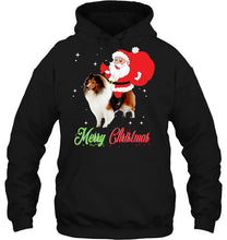 Load image into Gallery viewer, Merry Christmas Santa Claus Riding Shetland Sheepdog T-Shirt, Ladies T-Shirt, LongSleeve, Hoodie 2D
