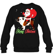 Load image into Gallery viewer, Merry Christmas Santa Claus Riding Bulldog T-Shirt, Ladies T-Shirt, LongSleeve, Hoodie 2D
