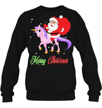 Load image into Gallery viewer, Merry Christmas Santa Claus Riding A Unicorn T-Shirt, Ladies T-Shirt, LongSleeve, Hoodie 2D
