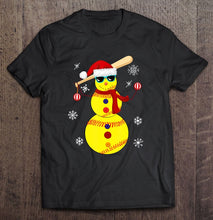 Load image into Gallery viewer, Christmas Softball Bat Snowman Santa Snowflake T-Shirt, Ladies T-Shirt,  Sweatshirt, Hoodie 2D
