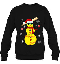 Load image into Gallery viewer, Christmas Softball Bat Snowman Santa Snowflake T-Shirt, Ladies T-Shirt,  Sweatshirt, Hoodie 2D
