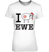 Load image into Gallery viewer, I Love Ewe ,Christmas Hat Sheep Love Heart I Love You T-Shirt, Ladies T-Shirt,  Sweatshirt, Hoodie 2D
