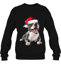 Load image into Gallery viewer, Cute Pit Bull Shirt Santa Hat Image Funny Dog Christmas T-Shirt, Ladies T-Shirt,  Sweatshirt, Hoodie 2D
