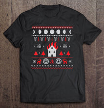 Load image into Gallery viewer, Burning Church Satanic Lucifer Pentagram Upside Down Cr T-Shirt, Ladies T-Shirt,  Sweatshirt, Hoodie 2D
