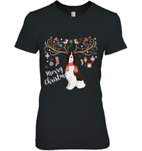 Load image into Gallery viewer, English Springer Spaniel Christmas Reindeer Dog T-Shirt, Ladies T-Shirt, LongSleeve, Sweatshirt, Hoodie 2D
