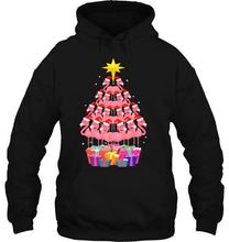 Load image into Gallery viewer, Flamingo Ugly Christmas Tree Funny T-Shirt, Ladies T-Shirt,  Sweatshirt, Hoodie 2D
