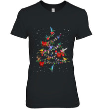 Load image into Gallery viewer, Cute Hummingbirds Christmas Tree Gift Decor Xmas Tree T-Shirt, Ladies T-Shirt,  Sweatshirt, Hoodie 2D
