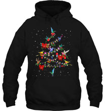 Load image into Gallery viewer, Cute Hummingbirds Christmas Tree Gift Decor Xmas Tree T-Shirt, Ladies T-Shirt,  Sweatshirt, Hoodie 2D

