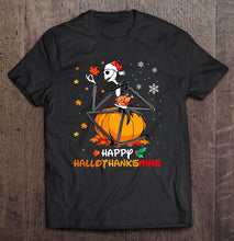 Load image into Gallery viewer, Happy Hallothanksmas Jack Skellington Pumpkin Halloween Christmas T-Shirt, Ladies T-Shirt,  Sweatshirt, Hoodie 2D
