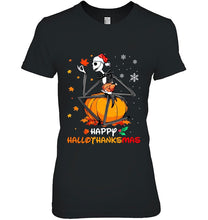 Load image into Gallery viewer, Happy Hallothanksmas Jack Skellington Pumpkin Halloween Christmas T-Shirt, Ladies T-Shirt,  Sweatshirt, Hoodie 2D
