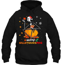 Load image into Gallery viewer, Happy Hallothanksmas Jack Skellington Pumpkin Halloween Christmas T-Shirt, Ladies T-Shirt,  Sweatshirt, Hoodie 2D
