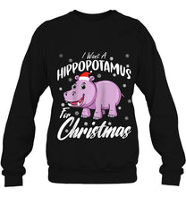 Load image into Gallery viewer, I Want A Hippopotamus For Christmas T-Shirt, Ladies T-Shirt, LongSleeve, Sweatshirt, Hoodie 2D
