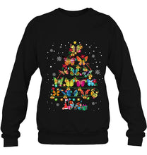 Load image into Gallery viewer, Butterfly Christmas Tree Funny Butterfly Insect Gifts T-Shirt, Ladies T-Shirt,  Sweatshirt, Hoodie 2D
