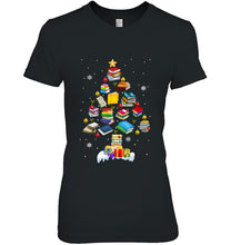 Load image into Gallery viewer, Christmas Library Tree Gift For Librarian And Book Lover T-Shirt, Ladies T-Shirt,  Sweatshirt, Hoodie 2D
