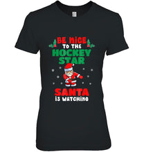 Load image into Gallery viewer, Hockey Player Christmas Pajama Santa Is Watching T-Shirt, Ladies T-Shirt,  Sweatshirt, Hoodie 2D
