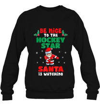 Load image into Gallery viewer, Hockey Player Christmas Pajama Santa Is Watching T-Shirt, Ladies T-Shirt,  Sweatshirt, Hoodie 2D
