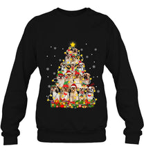 Load image into Gallery viewer, Funny Shih Tzu Santa Hat Christmas Tree Lights T-Shirt, Ladies T-Shirt,  Sweatshirt, Hoodie 2D

