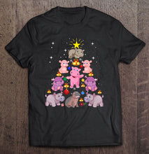 Load image into Gallery viewer, Hippo Fiona Christmas Tree Hippopotamus Christmas T-Shirt, Ladies T-Shirt,  Sweatshirt, Hoodie 2D
