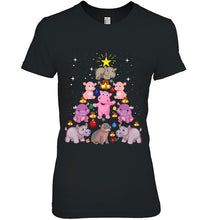 Load image into Gallery viewer, Hippo Fiona Christmas Tree Hippopotamus Christmas T-Shirt, Ladies T-Shirt,  Sweatshirt, Hoodie 2D
