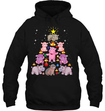 Load image into Gallery viewer, Hippo Fiona Christmas Tree Hippopotamus Christmas T-Shirt, Ladies T-Shirt,  Sweatshirt, Hoodie 2D
