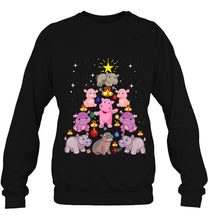 Load image into Gallery viewer, Hippo Fiona Christmas Tree Hippopotamus Christmas T-Shirt, Ladies T-Shirt,  Sweatshirt, Hoodie 2D
