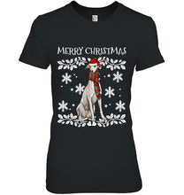 Load image into Gallery viewer, Merry Christmas Ornament Greyhound Xmas Santa SIZE GUIDE T-Shirt, Ladies T-Shirt,  Sweatshirt, Hoodie 2D
