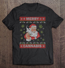 Load image into Gallery viewer, Merry Cannabis Santa Clause Weed Ugly Christmas Sweater 420 T-Shirt, Ladies T-Shirt, LongSleeve, Sweatshirt, Hoodie 2D
