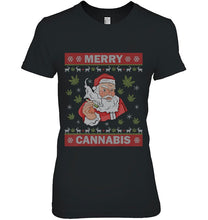 Load image into Gallery viewer, Merry Cannabis Santa Clause Weed Ugly Christmas Sweater 420 T-Shirt, Ladies T-Shirt, LongSleeve, Sweatshirt, Hoodie 2D
