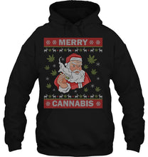 Load image into Gallery viewer, Merry Cannabis Santa Clause Weed Ugly Christmas Sweater 420 T-Shirt, Ladies T-Shirt, LongSleeve, Sweatshirt, Hoodie 2D
