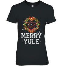 Load image into Gallery viewer, Merry Yule Winter Solstice Holly Pentagram Gift T-Shirt, Ladies T-Shirt,  Sweatshirt, Hoodie 2D
