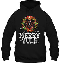 Load image into Gallery viewer, Merry Yule Winter Solstice Holly Pentagram Gift T-Shirt, Ladies T-Shirt,  Sweatshirt, Hoodie 2D
