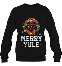Load image into Gallery viewer, Merry Yule Winter Solstice Holly Pentagram Gift T-Shirt, Ladies T-Shirt,  Sweatshirt, Hoodie 2D
