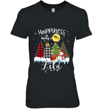 Load image into Gallery viewer, Happiness Is Being A Lita Christmas Tree Leopard Plaid T-Shirt, Ladies T-Shirt,  Sweatshirt, Hoodie 2D
