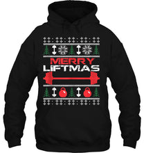 Load image into Gallery viewer, Merry Liftmas Ugly Christmas T-Shirt, Ladies T-Shirt,  Sweatshirt, Hoodie 2D
