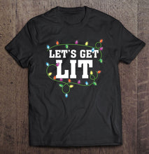 Load image into Gallery viewer, Christmas Funny Shirt Cute Gift Let’s Get Lit Xmas Pajamas T-Shirt, Ladies T-Shirt, LongSleeve, Sweatshirt, Hoodie 2D
