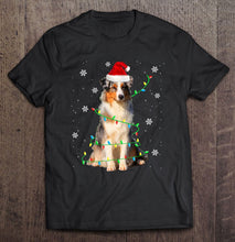 Load image into Gallery viewer, Australian Shepherd Christmas Light Cute Santa Dog Pajama T-Shirt, Ladies T-Shirt,  Sweatshirt, Hoodie 2D
