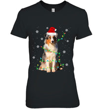 Load image into Gallery viewer, Australian Shepherd Christmas Light Cute Santa Dog Pajama T-Shirt, Ladies T-Shirt,  Sweatshirt, Hoodie 2D
